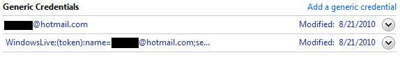 generic credentials Windows 7