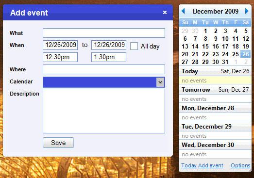 Google Calendar Gadget: Add Event
