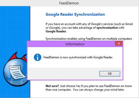 Google Reader synchronization success