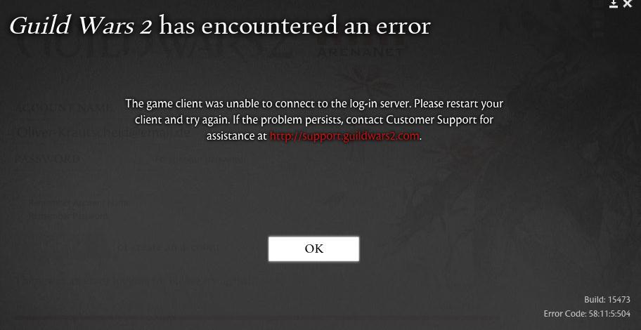 Guild Wars 2 Has Encountered An Error The Game Client Unable Connect