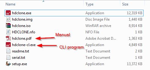 CLI tool/app and HDClone Manual location