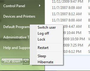 Hibernation Button Windows 7