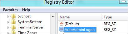 Registry Tweak for Automatic Windows 8 Logon