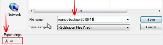 How to backup the registry in Windows 8