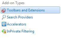 How to disable addons and extensions IE9