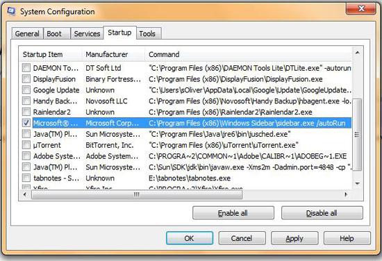 how to disable windows 7 sidebar
