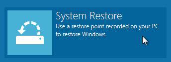 do a system restore in Windows 8