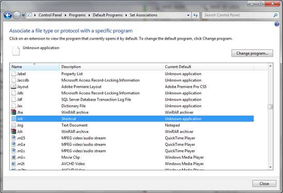 How to Fix lnk File Association?