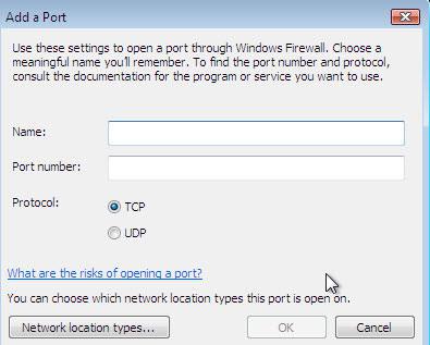 How to open forward ports in Windows 7?