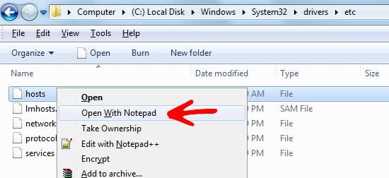 hosts Notepad