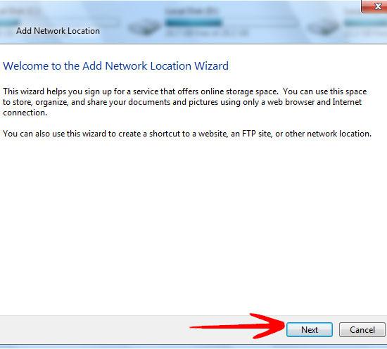 add network location wizard