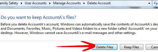 delete account files