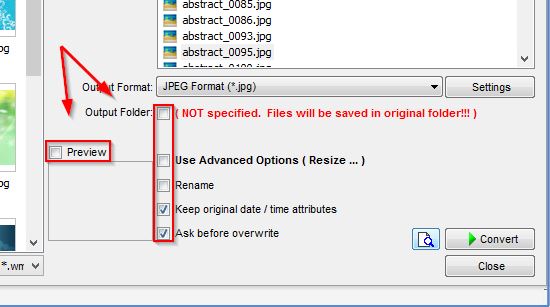 Main batch processing options