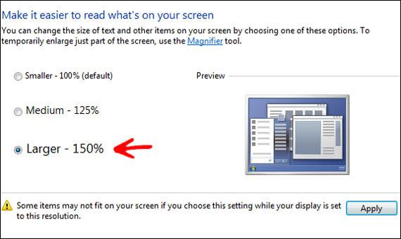 Increase font size: easy to read