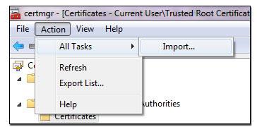 Install Certificates in Windows 7