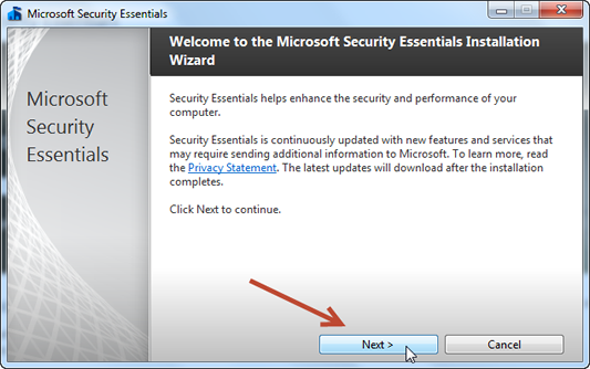 Install MS Security Essentials Step by Step