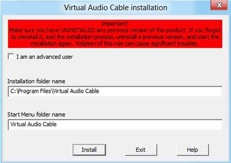 Install virtual audio cable