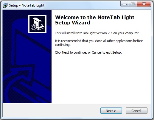 installing NoteTab Light