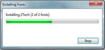 Installing Windows 7 Fonts Progress