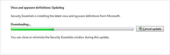 Installation of security essentials updates