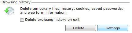 Internet Explorer 9 Browsing History Settings