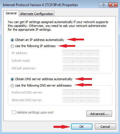 Settings for IPv4