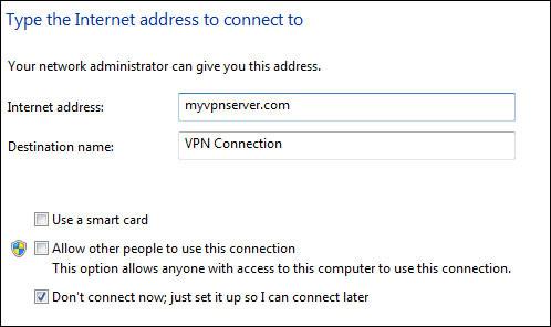 Internet VPN address to connect to