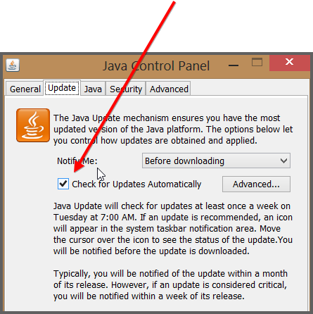 Java Check For Updates Automatically