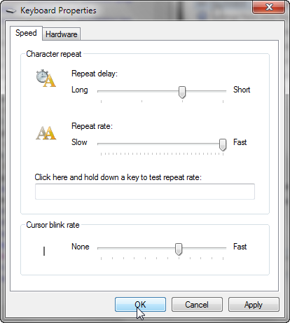 Keyboard properties