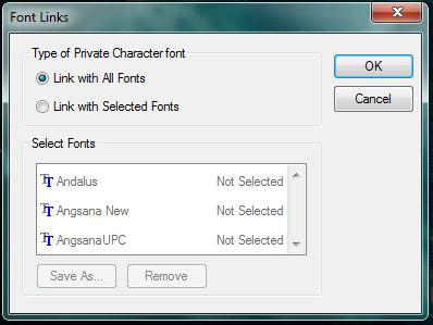 Link Character with fonts