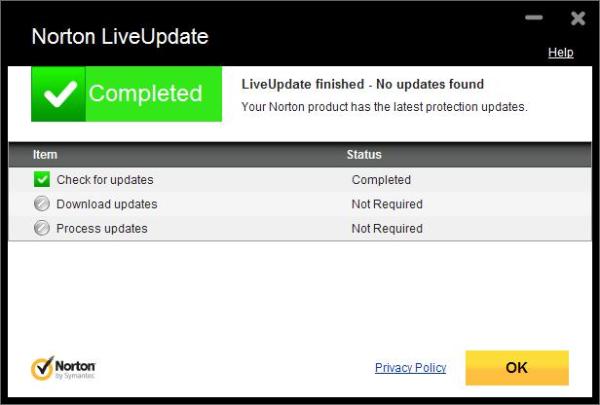 Live Update Norton 2013 Antivirus