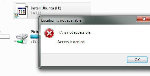 Location is not available: Drive Is Not Accessible Access Is Denied