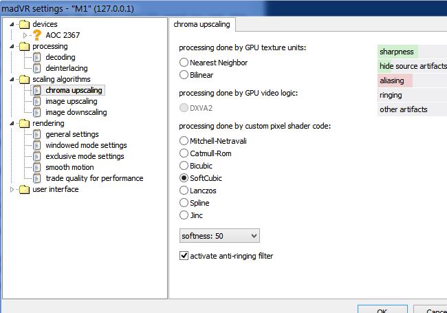 MadVR advanced settings options