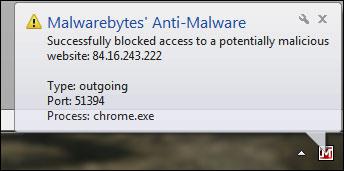 Malwarebytes blocked access to potentially malicious website