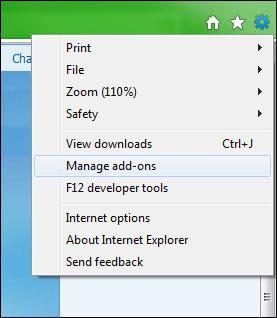 Manage Addons Internet Explorer 9