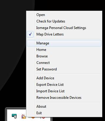 Manage Iomega Drive