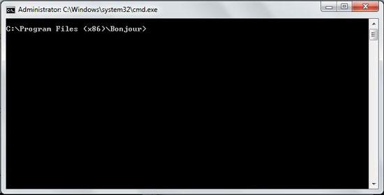 Command Prompt showing the Bonjour Folder