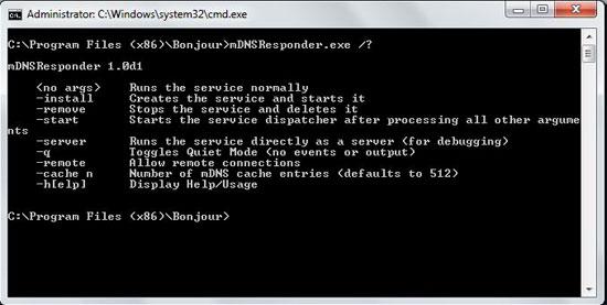 mDNSResponder.exe switches available