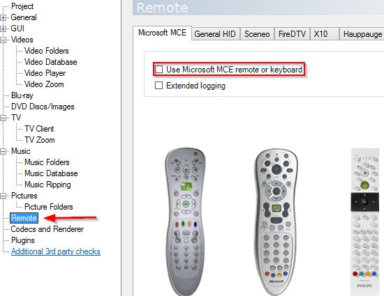 Select remote settings