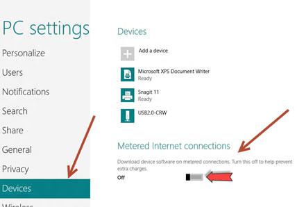 Turn on Metered Internet Conncetions