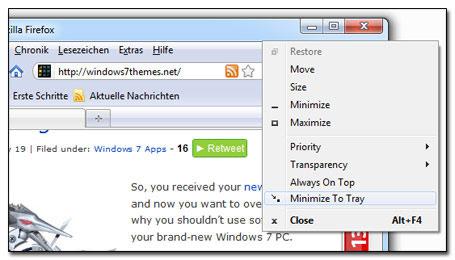 Minimize to tray Windows 7