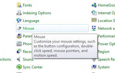 Mouse settings