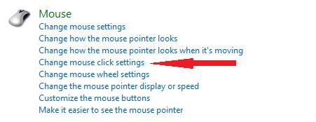 Find ‘Change Mouse Click Settings’ in the list of topics for Mouse