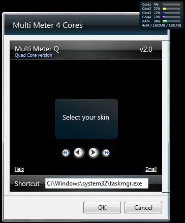 MultiMeter gadget options