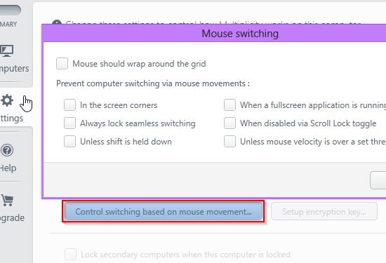 Multiplicity mouse movement switching options