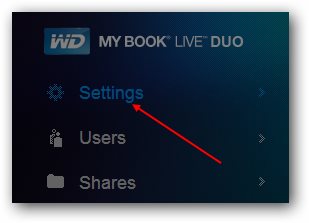 Mybook Live Settings Page