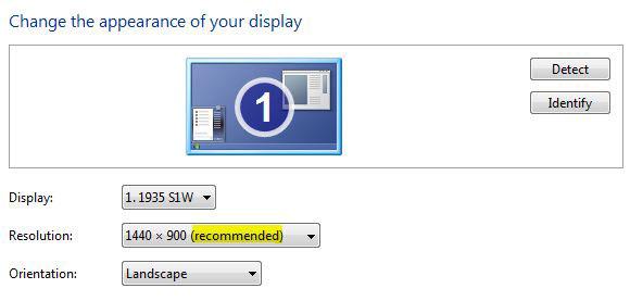 Windows 7 Native Screen Resolution