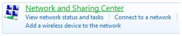 Network and sharing center