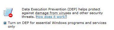 Never Disable Windows 7 DEP