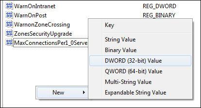 New DWORD Value: Max Connections